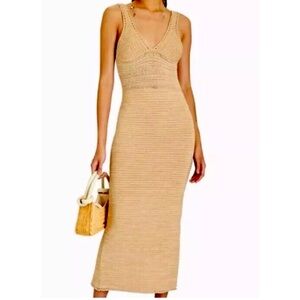 TORN by RONNY KOBO Madi Crochet Maxi Dress Lark/White NWOT